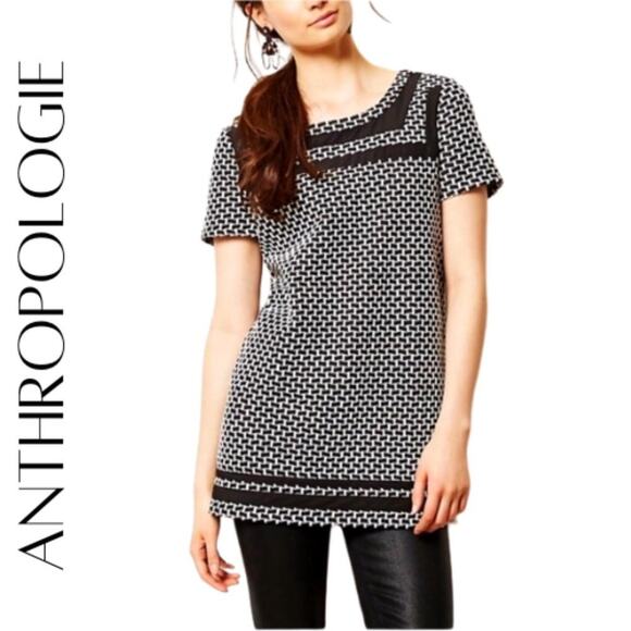 ANTHROPOLOGIE | POSTMARK Short Sleeve Basketweave Tunic Top, S - Picture 1 of 11